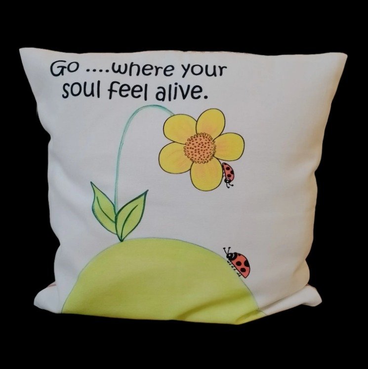 Springvibe Lady bugs and Yellow daisy Cushion Cover